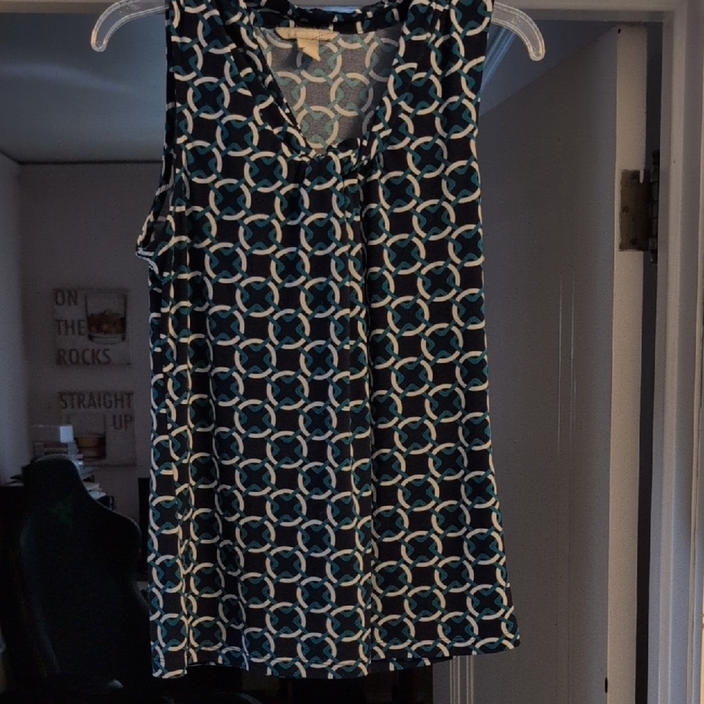 Stylish Geometric Print Sleeveless Top Banana Republic M